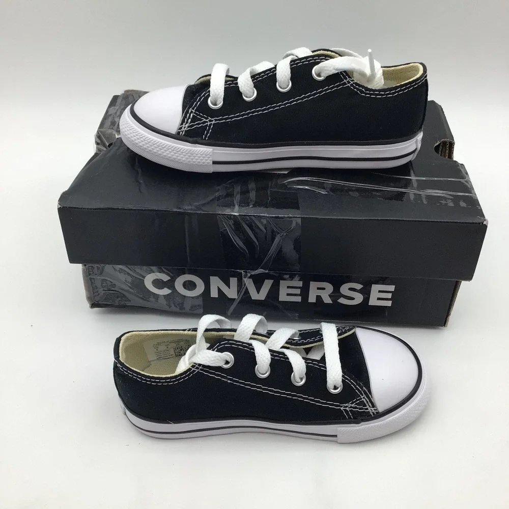 Converse CTAS Low Top Black White Infant Size 9 7J235 Sneaker NEW